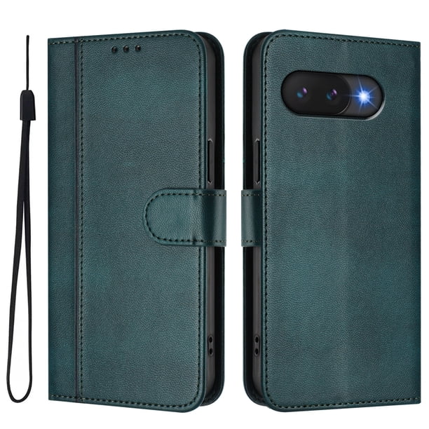 Funda Cartera para Google Pixel 9A Protección 360° con Ranuras para Tarjetas y Soporte Verde