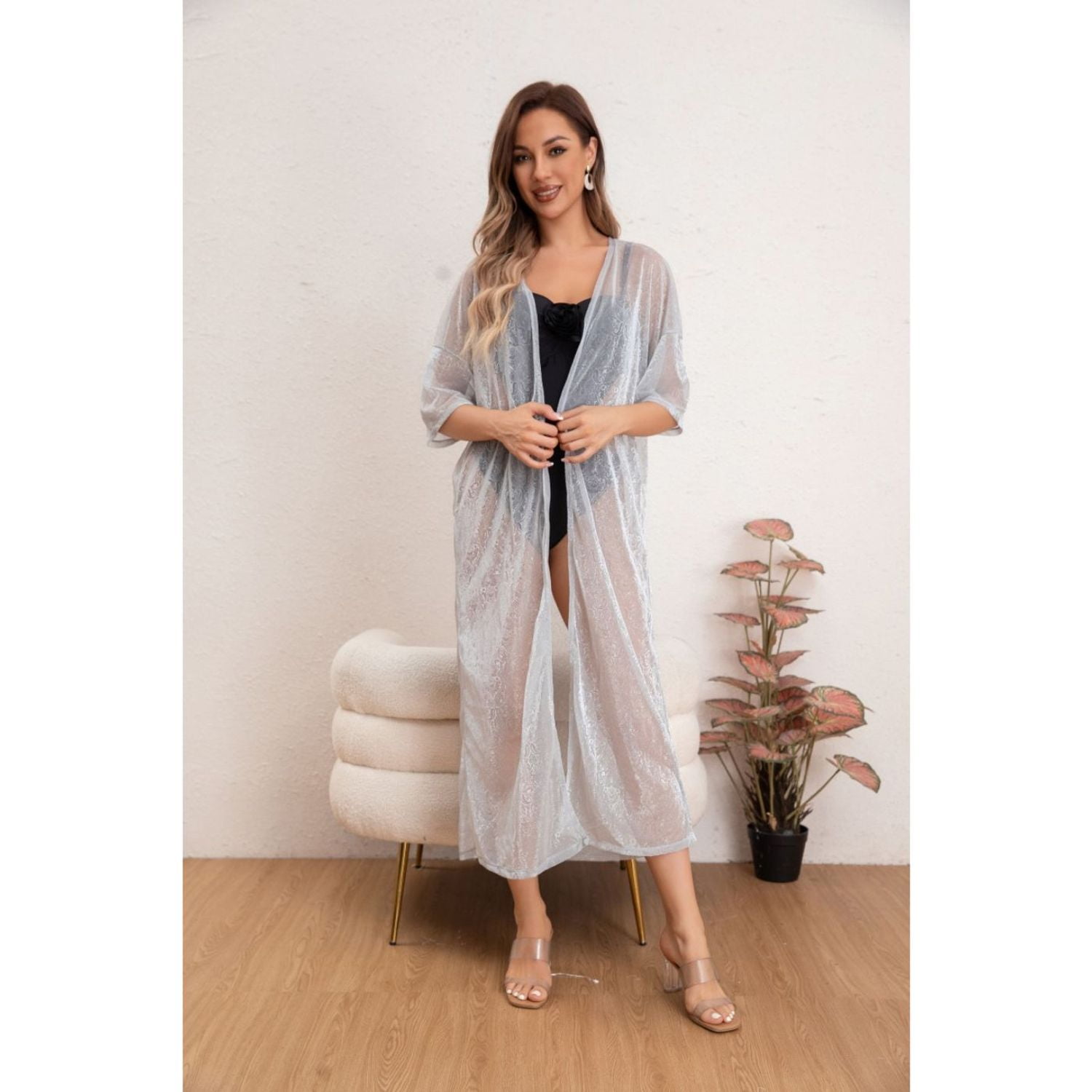 Likeshop - Tapado Mujer Con Brillos Playa Piscina Salida Baño 8389