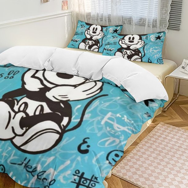 Mickey MouseCartoon Collection 3-Piece Comforter Set, Personalized Bedding Decor for Kids And Teens Bed Sheets