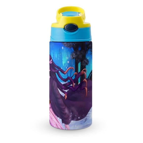 Kimetsu no Yaiba: Nezuko Botella de Agua con Tapa Pop Top de Un Toque, Acero Inoxidable, a Prueba de Fugas, para Deportes, Botella Infantil azul 12 oz