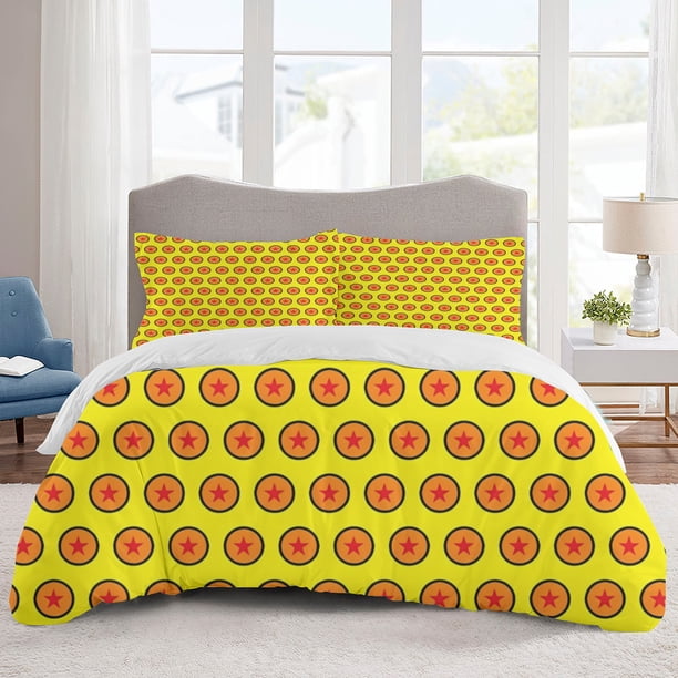 Dra-gon Ball Bedding Sets Cartoon Duvet Cover Lightweight 3 Piece Bet Sets for Kids Boys Girls