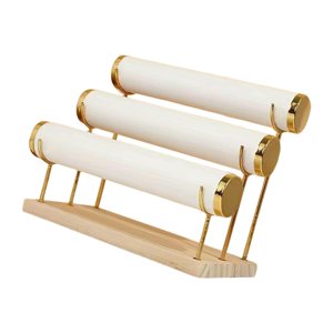 Ioensy - Soporte De Exhibición De Pulseras De 3 Niveles, Bandeja De Joyería Para Brazalete, Mostrador De Relojes, Blanco