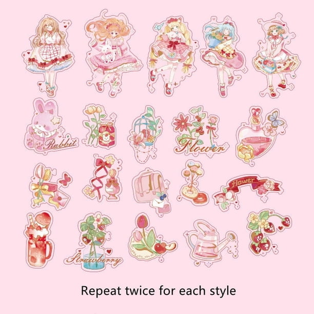 40pcs/pack Kawaii Stamping PET Stickers For Hand Account DIY Material Decorative Stationery Stickers Journaling Supplies