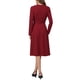 thumbnail image 3 of INSPIRE CHIC Vestido de Trabajo de Mujer Línea A Cuello de Solapa Manga Larga Elegante Ajustado y Acampanado con Cinturón 2XL Rojo Oscuro, 3 of 5