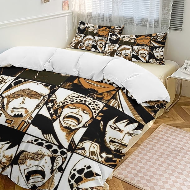 Trafalgar Law Bed Duvet Cover Funny Anime Cartoon Bedding Sets Lightweight 3 Piece Comforter Sets