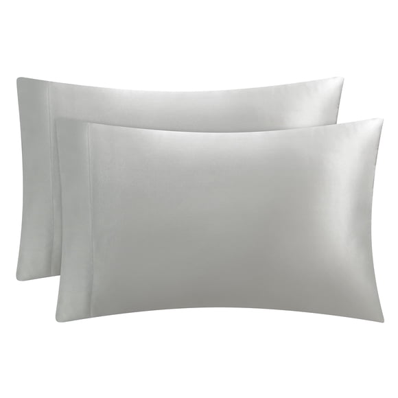 Juego de fundas de almohada satinadas Juicy Couture, color gris, tamaño queen, x2