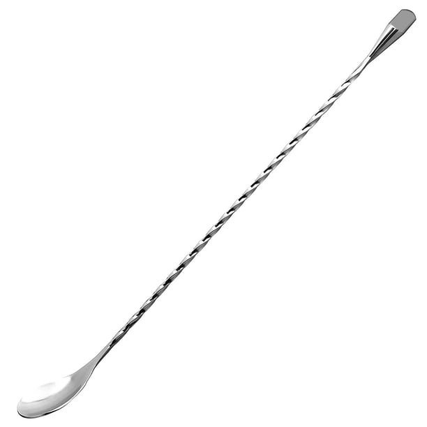 Cucharas de acero inoxidable profesionales para coctelería y vino, con mango largo en espiral (30,5 x 2,8 cm)
