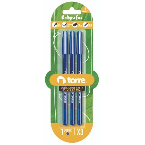 Lápices Pasta Color Azul, Pack 3 Un
