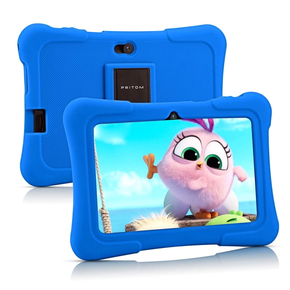 Tableta infantil PRITOM de 7 pulgadas, cuádruple núcleo, 32 GB, Android con funda
