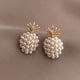 thumbnail image 1 of Faux Pearl Decor Pineapple Stud Earrings Elegant Jewelry Earrings Gift For Girls, 1 of 3