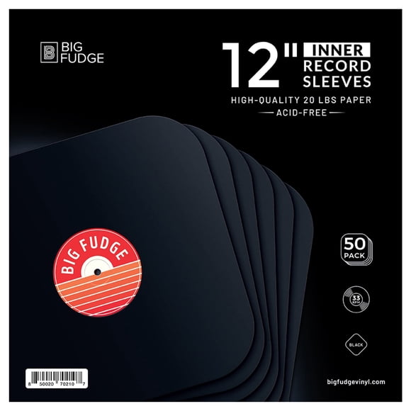 Fundas para Vinilos Big Fudge 12" Negras Sin Ácido Paquete de 50