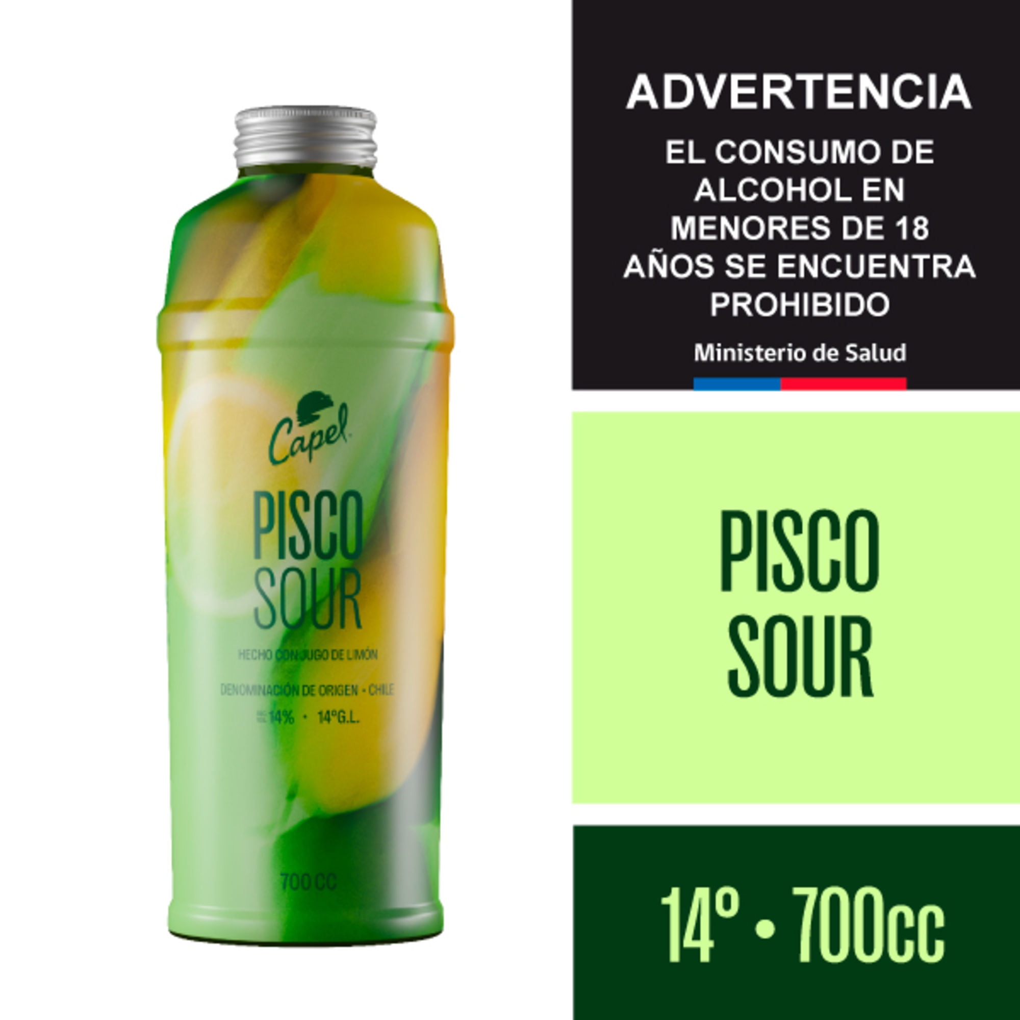 Cóctel Pisco Sour 14° Botella 700 ml Capel