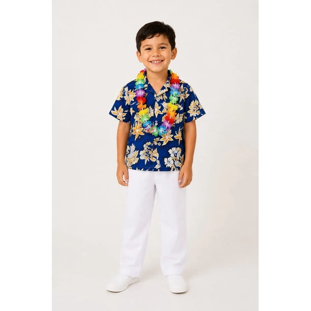 Traje Pascuense Niño Rapa Nui (hawaiano) Incluye Accesorios