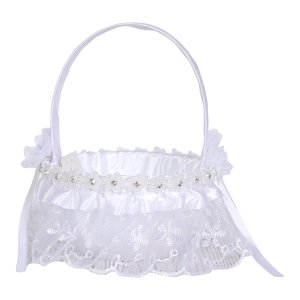 Magideal - Cesta De Flores De Cesta De Boda Fariy De Marfil Con Asa Cesta De Niña De Flores Blancas Para Compromiso Nupcial Suministros De Boda Decoración Estilo F