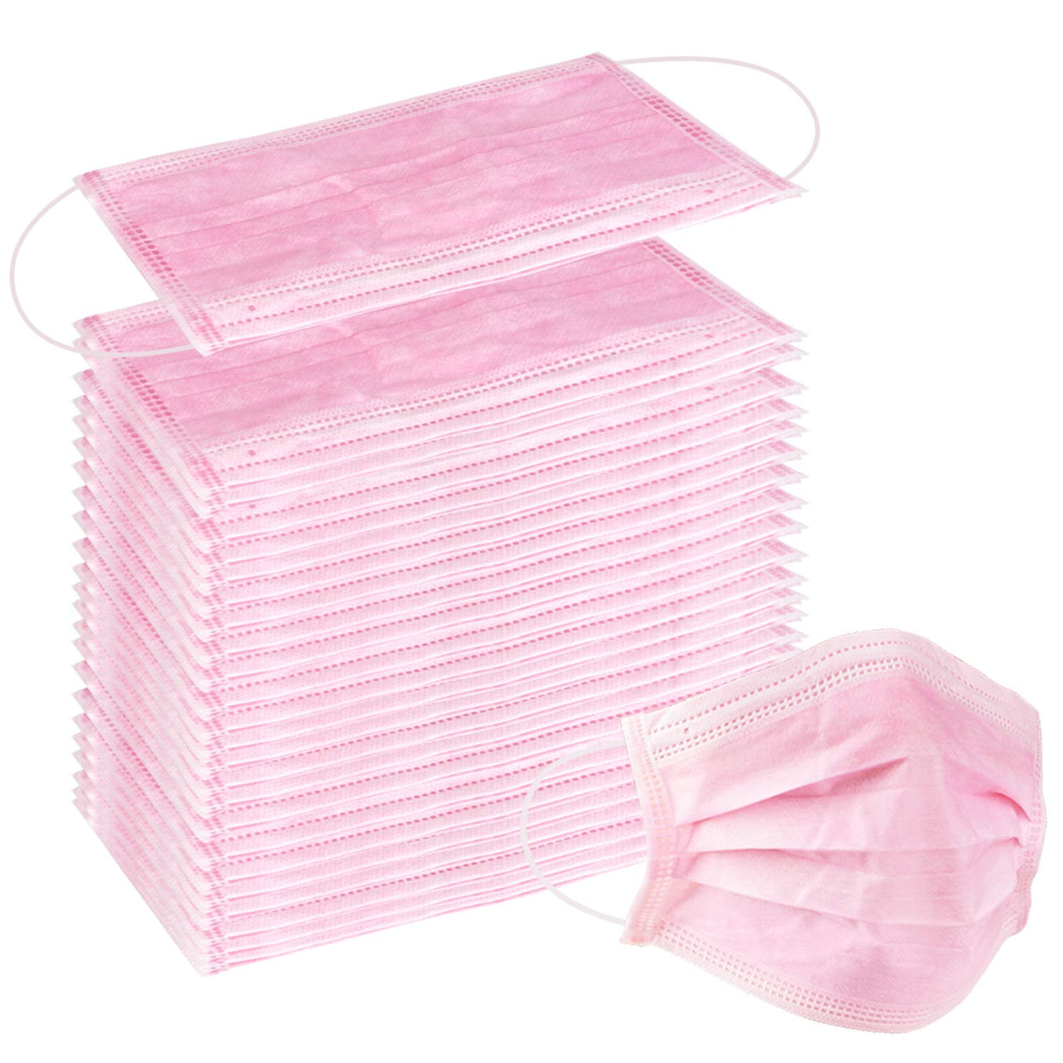 Wecolor - Mascarillas Desechables De 3 Capas Earloop 100 Unidades (rosa)