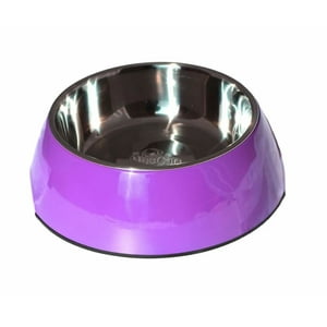 Mascan - Plato Melamina Sólido Redondo Morado Para Perro Xl