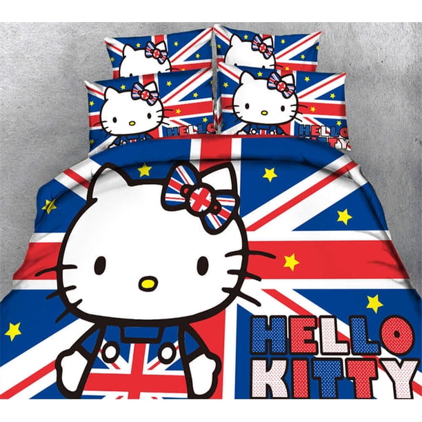Lovely Hello Kitty Duvet Quilt Covers Pillow Case Bedding Sets3-Piece Bedding Set (1 Duvet Cover + 2 Pillow Shams)