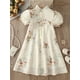 thumbnail image 2 of Toddler Girls Puff Sleeve Frill Trim Fan Embroidery Tassel Chinese Style Cheongsam Dress For Party Kids Summer Clothes, 2 of 5