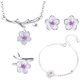 thumbnail image 2 of Conjuntos de joyas de plata de ley 925 con flores de cerezo románticas, collar, pendientes, anillo y pulsera para mujer, 2 of 6