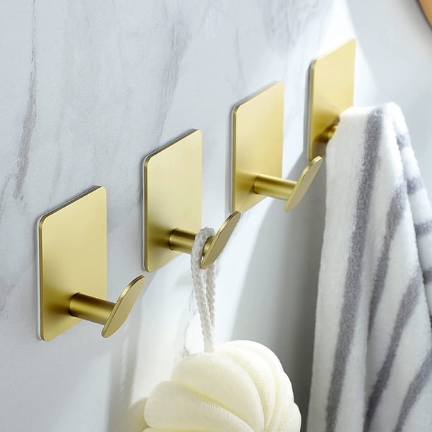 Maximize Your Space with 4pcs Stainless Steel Adhesive Hooks - Perfect for Hanging Clothes, Hats, Robes, Towels, and Coats in Your Bathroom or Kitchen