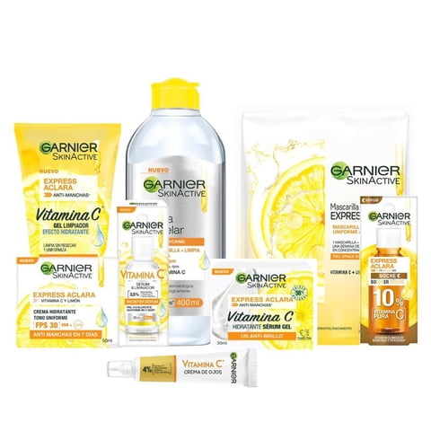 Rutina Total Facial Express Aclara Vitamina C Serum Garnier