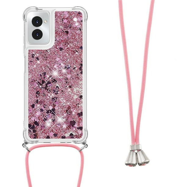 Funda FOXDOCK para Motorola Moto G Power 5G 2024 con Cuerda Ajustable, Brillo Líquido, Protección Antigolpes y Lente – Ideal para Regalo