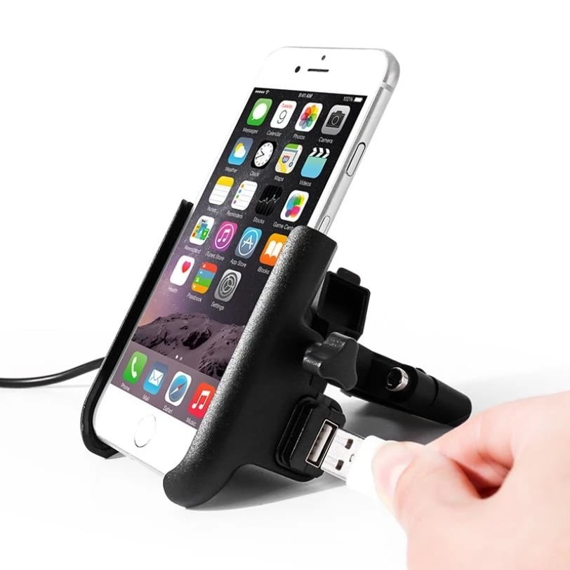 Soporte Para Celular + Cargador Usb Ajustable Motowolf 2809