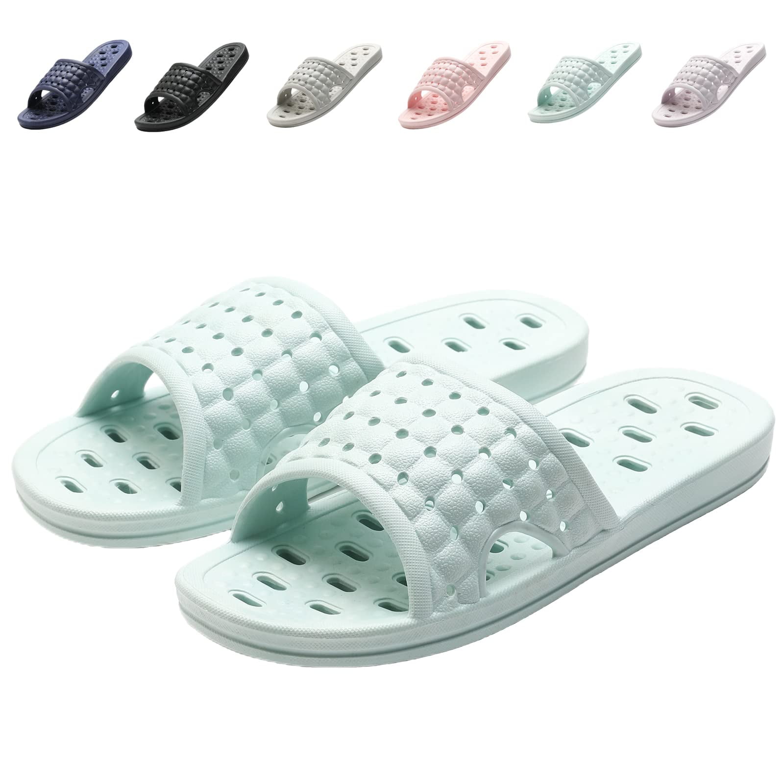 Zapatillas De Ducha Cozyarea, Antideslizantes, De Secado Rápido, Color Azul Claro, Talla 40-41