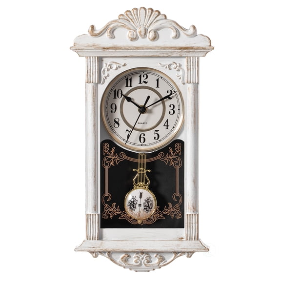 Reloj de pared Clockswise Vintage Grandfather con aspecto de madera, marrón