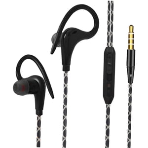 Bothyi - Auriculares Deportivos Con Cable, Conector De 3,5 Mm Con Gancho Para La Oreja Para Correr, Gimnasio, Negro