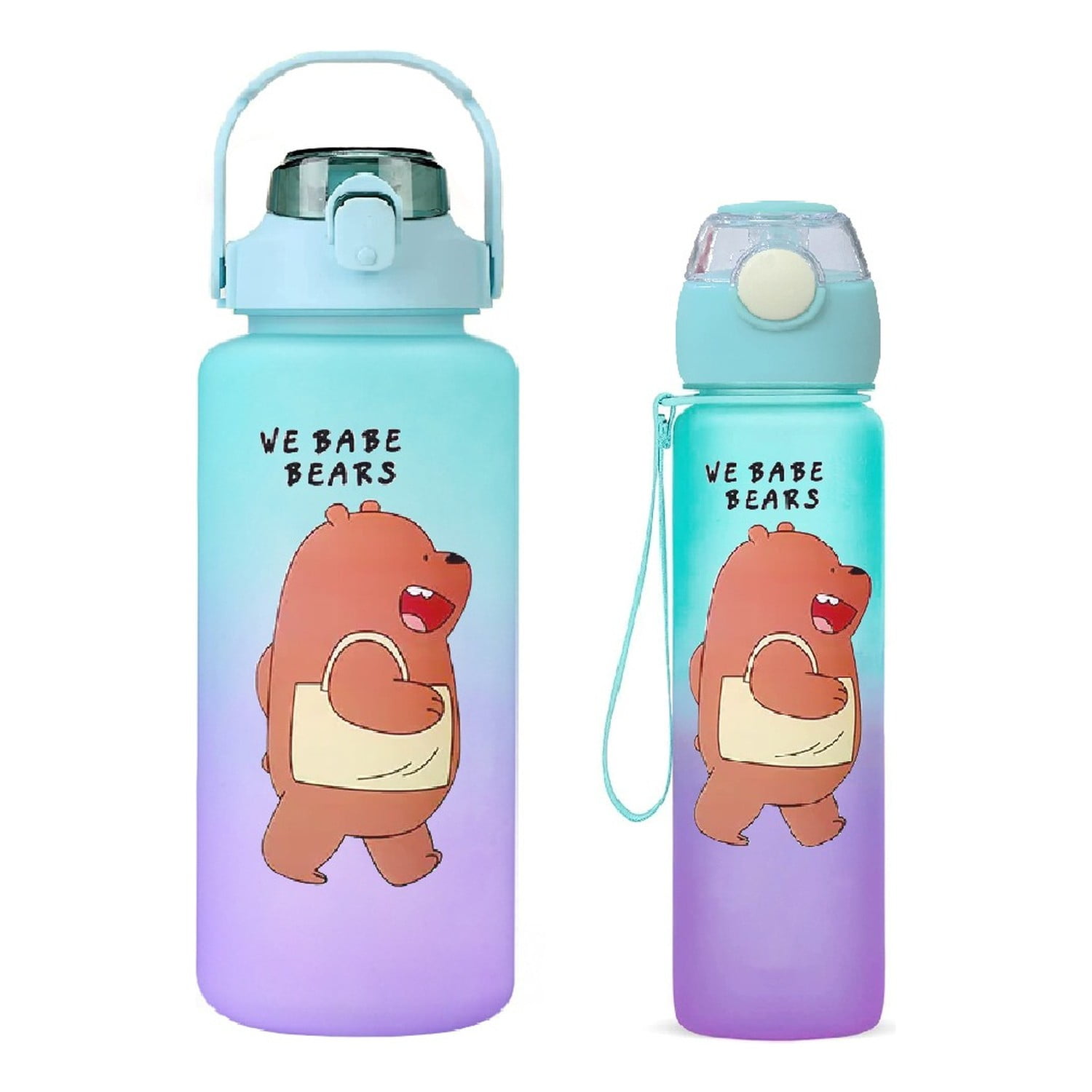 Genérico - Pack Botellas Agua Motivacional 2l 900ml Verde Morado