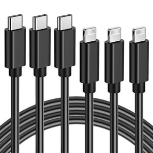 Cable Usb-C A Lightning Quntis De 3 Pies Para Iphone, Color Negro