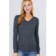 thumbnail image 1 of Saronite Camiseta Térmica Básica de Algodón Acanalado, Cuello en V y Manga Larga, Color Gris Carbón (para Mujer), 1 of 4