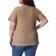 thumbnail image 3 of Agnes Orinda Camisetas de Mujer Tallas Grandes con Abertura Lateral Textura Cuello Redondo Manga Corta Blusa Casual Túnica 4X Caqui, 3 of 6