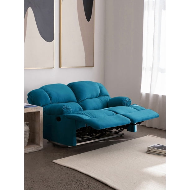 Bergere Perugia Reclinable 2 Cuerpos Tela Velvet Azul Petroleo