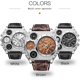 thumbnail image 2 of Oulm Reloj Deportivo para Exteriores con Brújula Analógico Correa de Cuero Blanca/negra/marrón Cuatro Subesferas Reloj para Hombre Reloj Deportivo Reloj Militar Reloj Mecánico para Hombre, 2 of 6