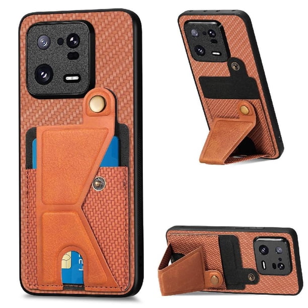 Funda Resistente para Xiaomi 13 Pro con Tarjetero y Soporte, Diseño Magnético Marrón
