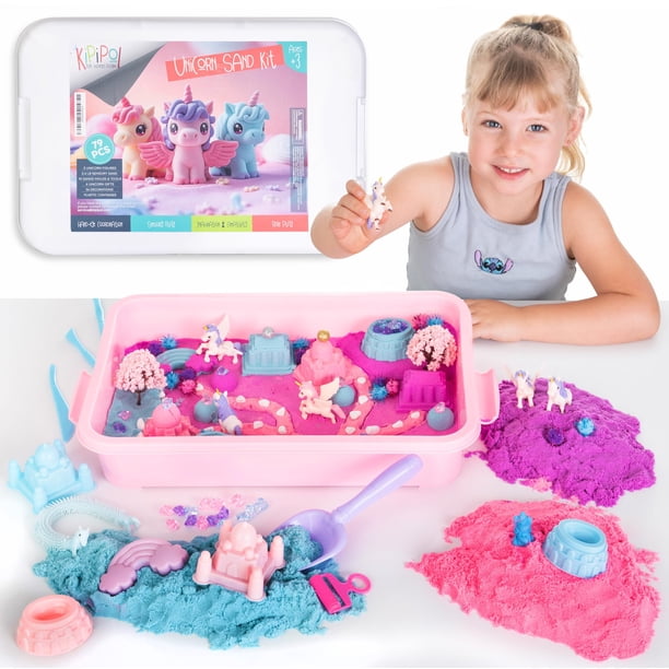Kit De Papelera Sensorial Unicorn Con Arena Mágica Y Juguetes Para Niñas De 4 A 8 Años