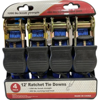 Genérico - 4 Eslingas De Amarre Ratchet Reata 550Kg 12 Pulgadas