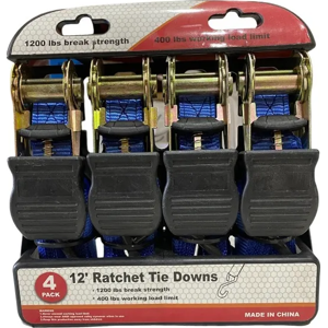 Genérico - 4 Eslingas De Amarre Ratchet Reata 550Kg 12 Pulgadas