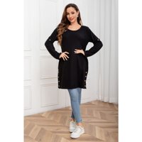 Likeshop - Polera Lisa Mujer Manga Larga Tipo Vestido Bolsillos 2007