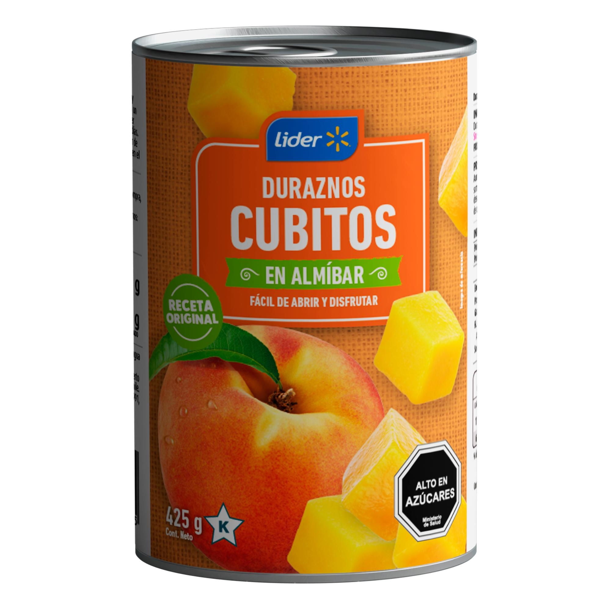 Duraznos Cubitos En Almíbar Drenado 255 g - Neto 425 g Lider