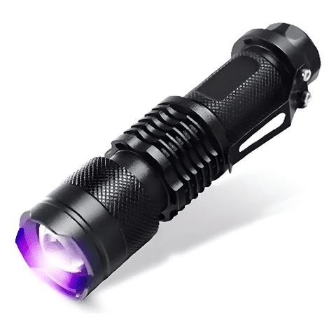 Genérico - Linterna Uv Ultravioleta Led , Con Zoom, Usa Pilla Aa, Metal Violeta Negro
