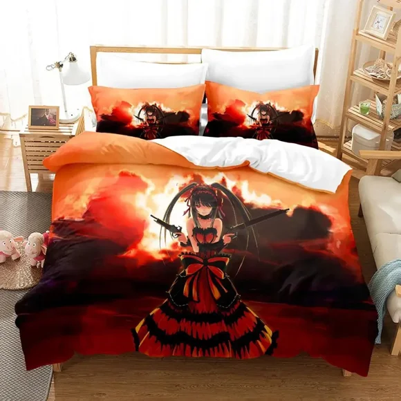 Date A Live Tokisaki Kurumi Bedding Set Duvet Cover Bed Set Quilt Cover Pillowcase Comforter Boys Adult Bedding Bed Sheets