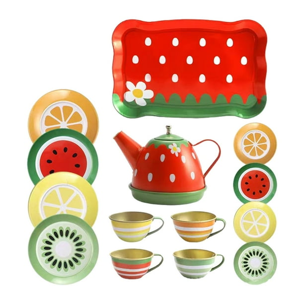 Juego De Té De Madera Para Niños – 14 Piezas, Bandeja, Tetera, Tazas, Pasteles, Rosa, De 3 A 8 Años