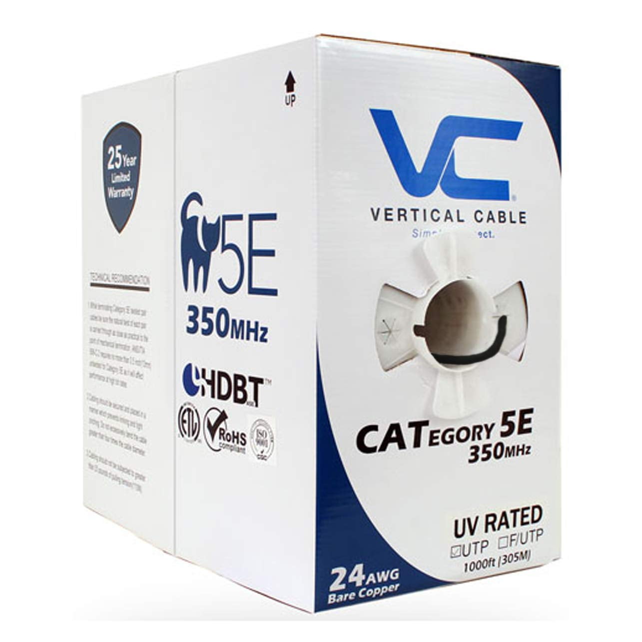 Vc Vertical Cable - Cable Ethernet, Cable Vertical Cat5e, 350 Mhz, Utp, 1000 Pies