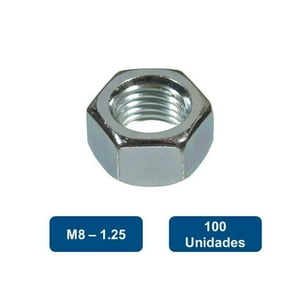Anclajes - Tuerca Hexagonal Métrica Zincada M8-1.25 100Un.