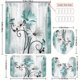thumbnail image 1 of 1pc Waterproof Butterfly Flower Shower Curtain with 12 Hooks, Non-Slip Bathroom Rug, Toilet U-Shape Mat, and Toilet Lid Cover Pad - Decorate Your Bathroom with Style and Comfort, 1 of 5
