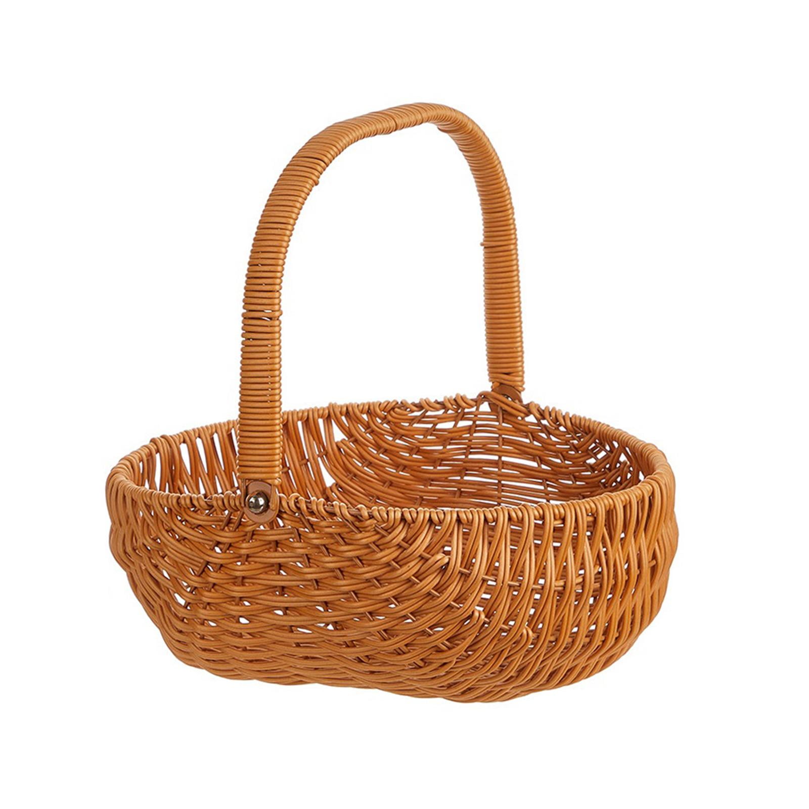 Magideal - Cesta De Picnic De Ratán De Imitación, Cesta De Flores, Cesta De Dulces, Cesta De Compras, Cesta Tejida De Granja, Cesta De Frutas Para Boda De Frutas Marrón Claro
