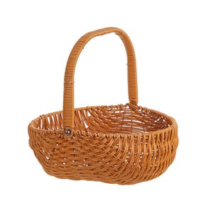 Magideal - Cesta De Picnic De Ratán De Imitación, Cesta De Flores, Cesta De Dulces, Cesta De Compras, Cesta Tejida De Granja, Cesta De Frutas Para Boda De Frutas Marrón Claro